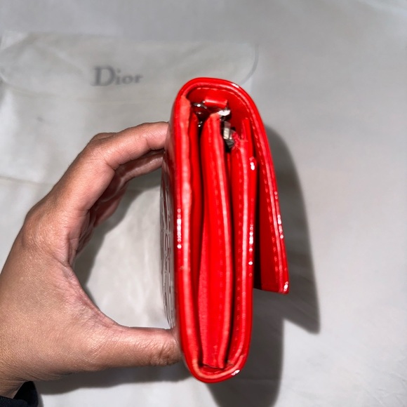 DIOR PURSE TROTTER CHAIN WALLET PATENT LEATHER Red - Picture 8 of 13